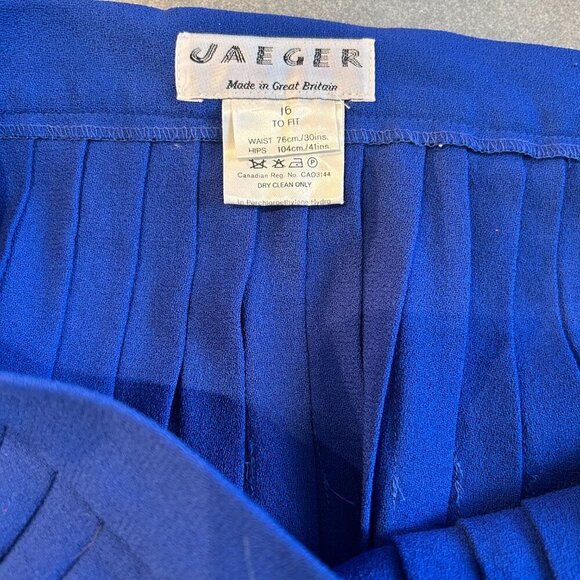 Vintage Jaeger 100% Wool Pleated Skirt Blue Sz 16 Made in London Preppy Classic‎ - Picture 9 of 9
